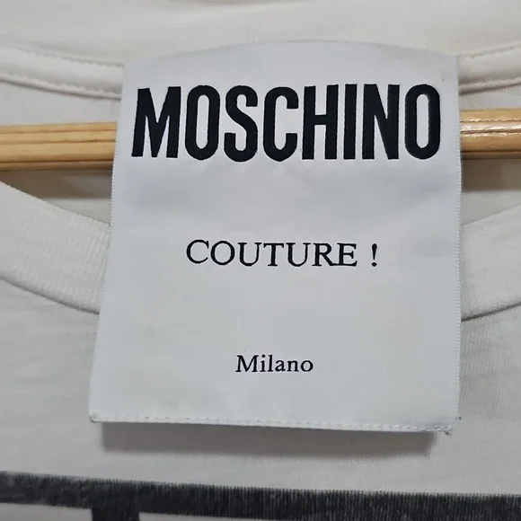 Moschino White and Black Graphic Tee - Picture 4 of 10